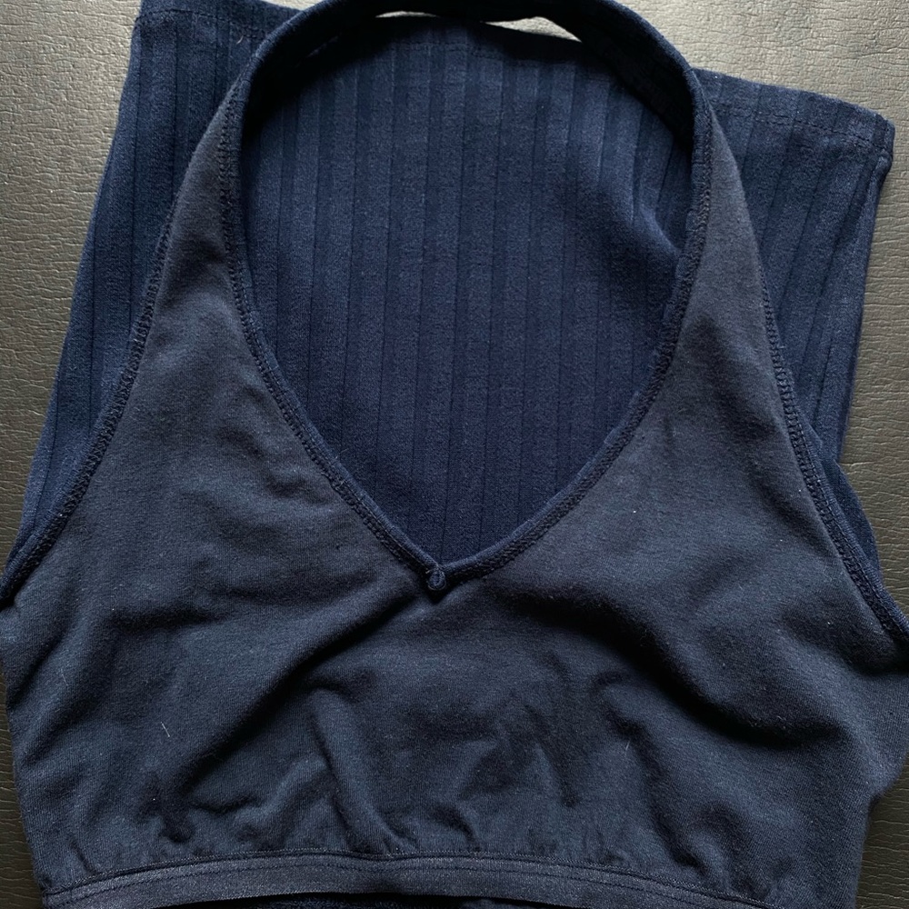 Navy Blue Ribbed Halter Top ❗️ - Picture 4 of 5